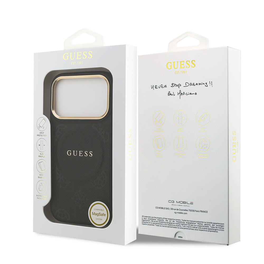 Guess iPhone 17 Pro Orjinal Lisanslı M-safe Şarj Özellikli Sıcak Baskılı Yazı Logolu PU Deri Peony Kılıf Guess iPhone 17 Pro Orjinal Lisanslı M-safe Şarj Özellikli Sıcak Baskılı Yazı Logolu PU Deri Peony Kılıf
